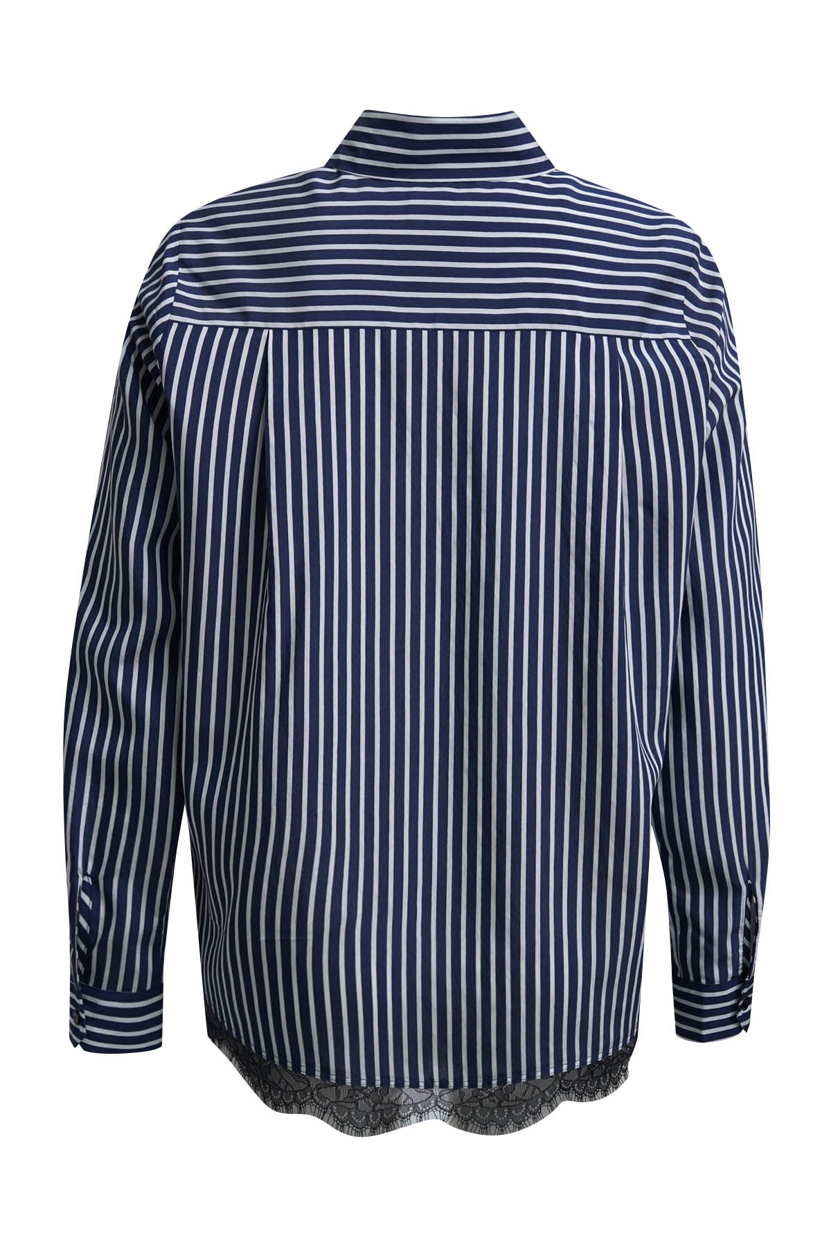 Milano Lace Hem Shirt Blouse Navy Print