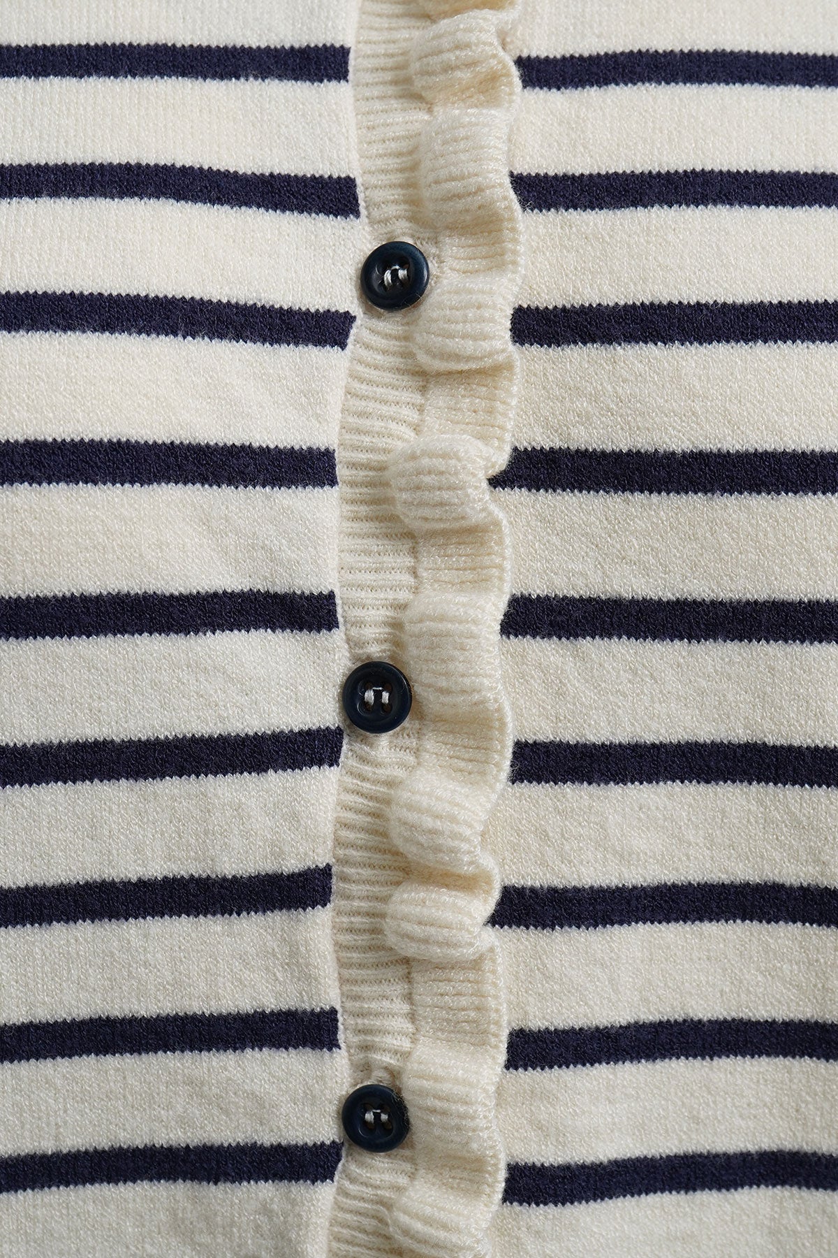 Milano Striped Ruffle Detail Cardigan Navy Print