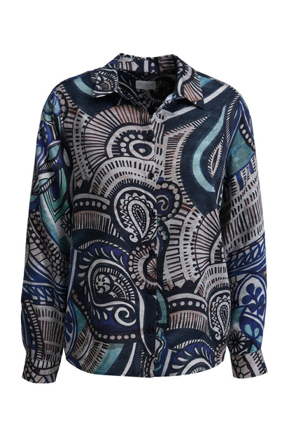 Milano Shirt Blouse Navy Print