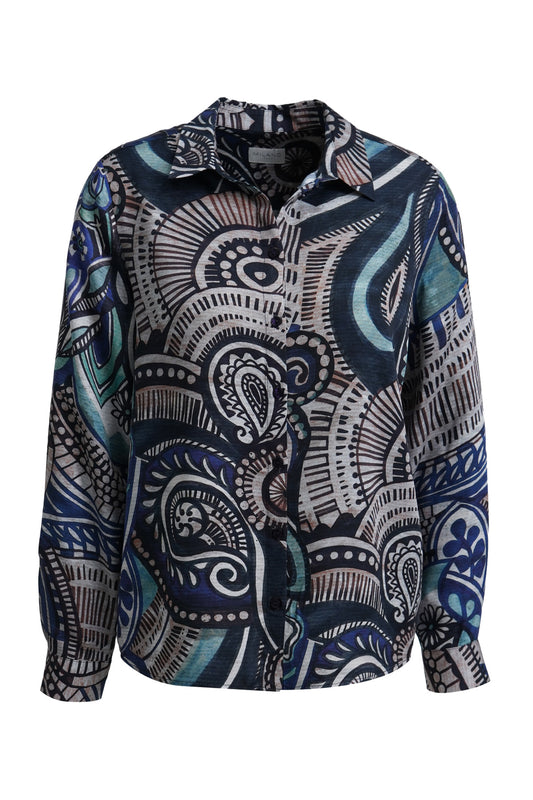 Milano Shirt Blouse Navy Print