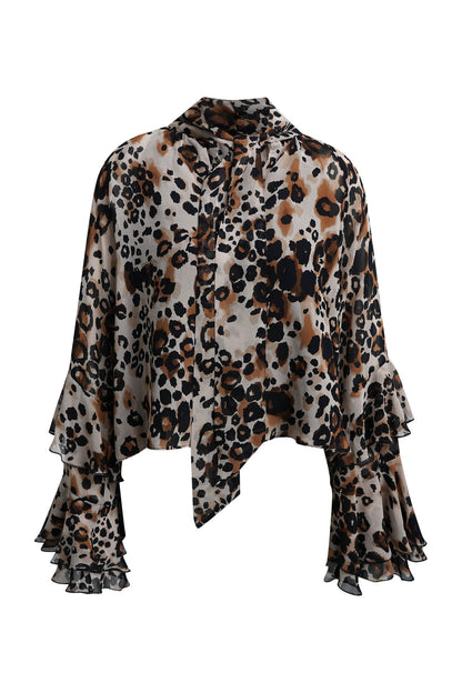 Milano Bow Tie Blouse Mocca Print