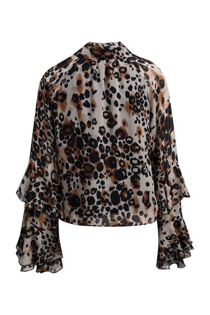 Milano Bow Tie Blouse Mocca Print