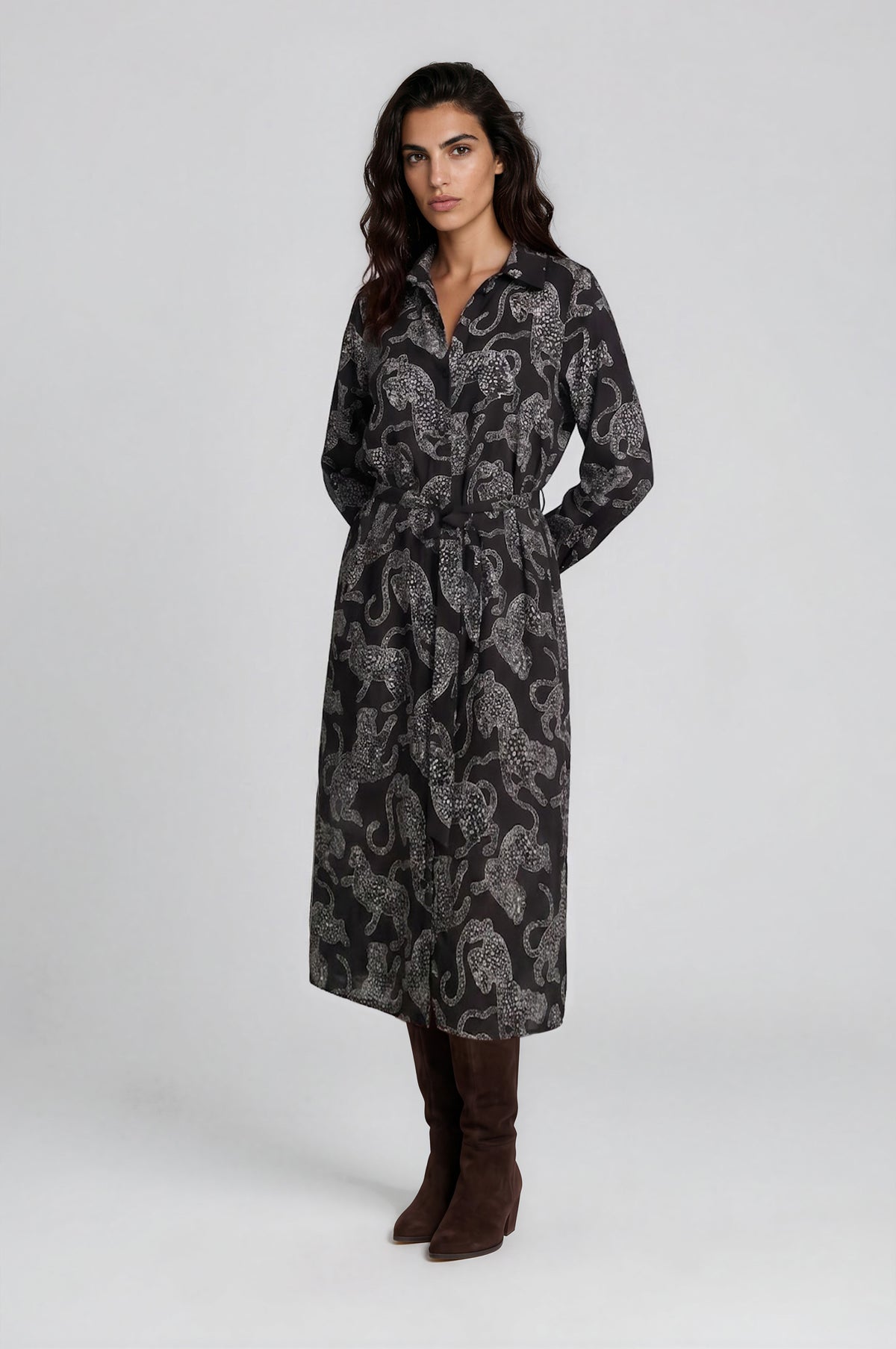 Milano Shirt Dress Mocca Print