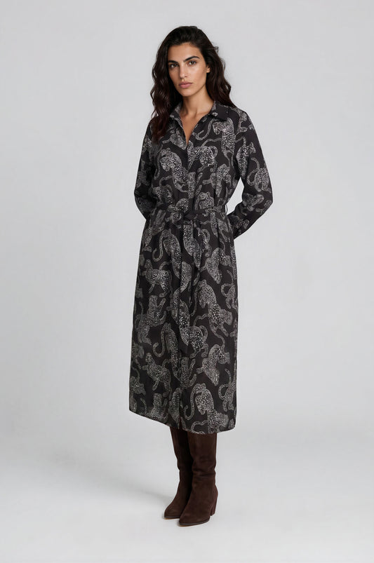 Milano Shirt Dress Mocca Print