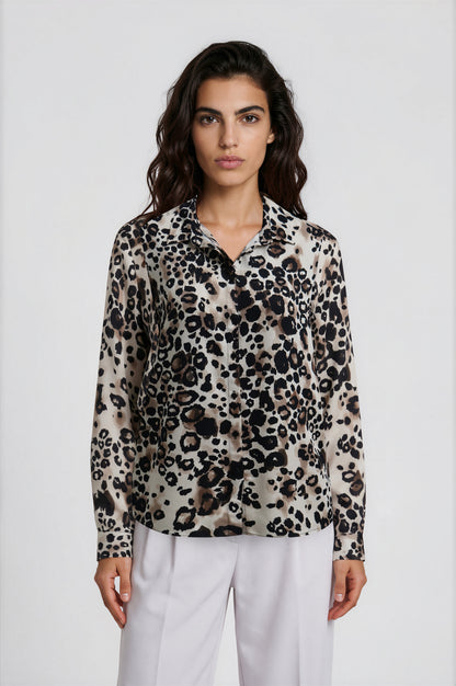 Milano Animal Print Blouse Mocca Print