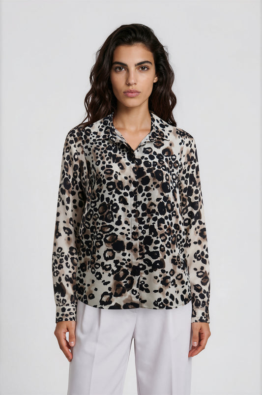 Milano Animal Print Blouse Mocca Print