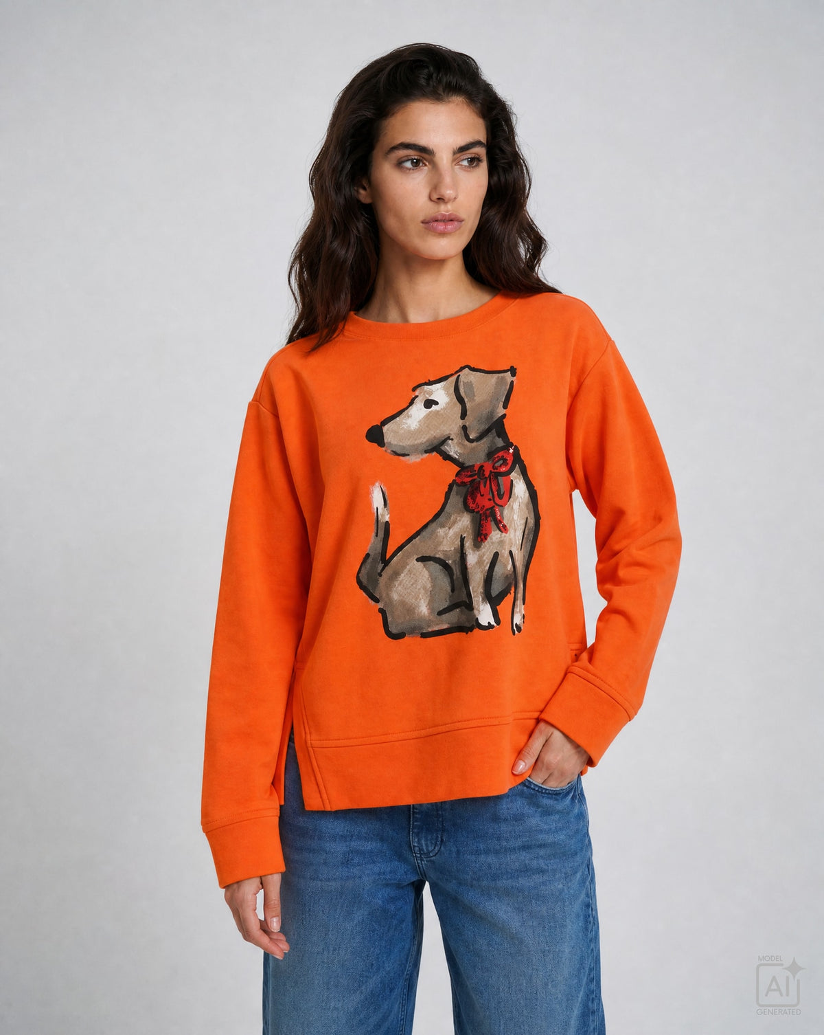 Milano Round Neck Sweatshirt Orange