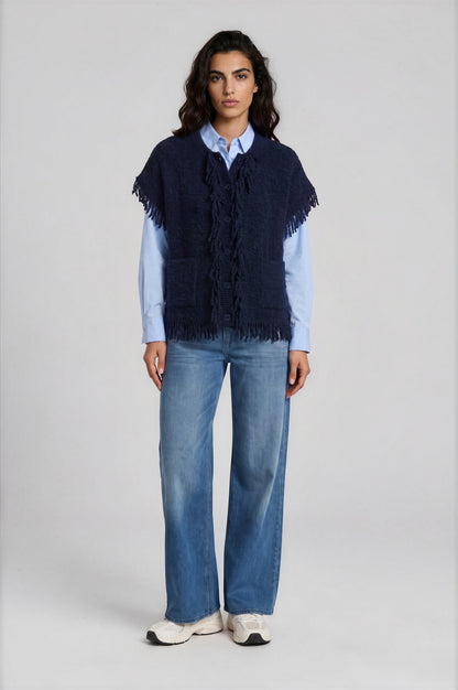Milano Sleeveless Vest Top Navy
