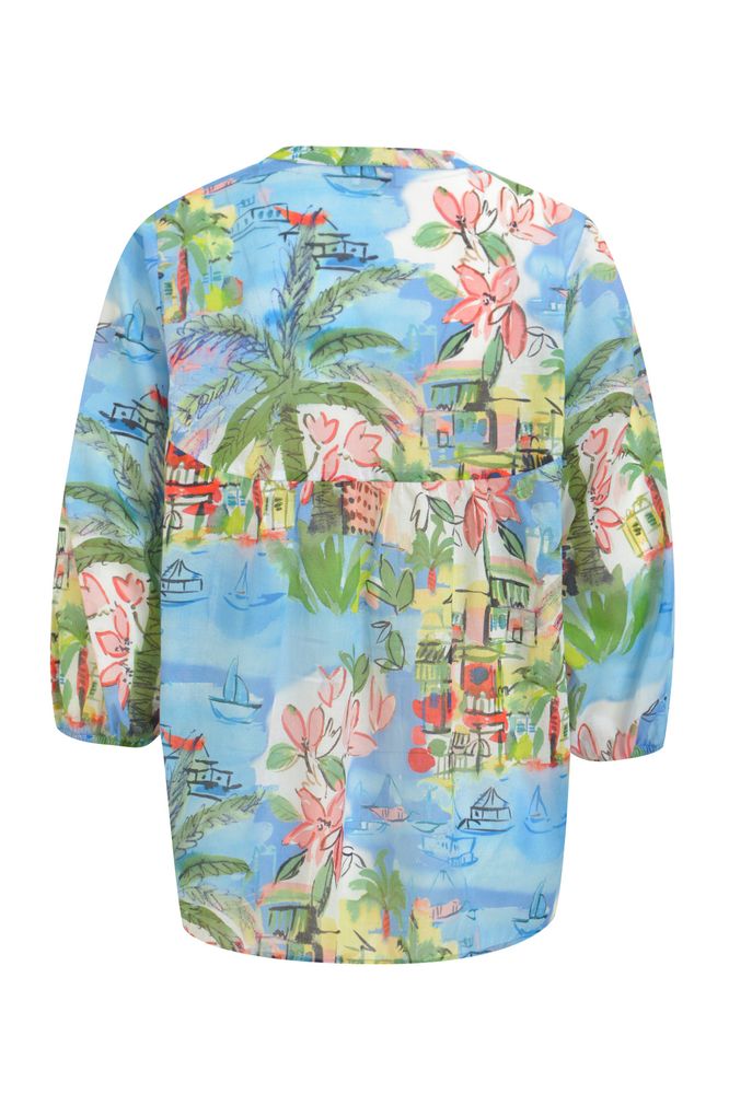 Milano Blouse Ocean Print Neck Panel