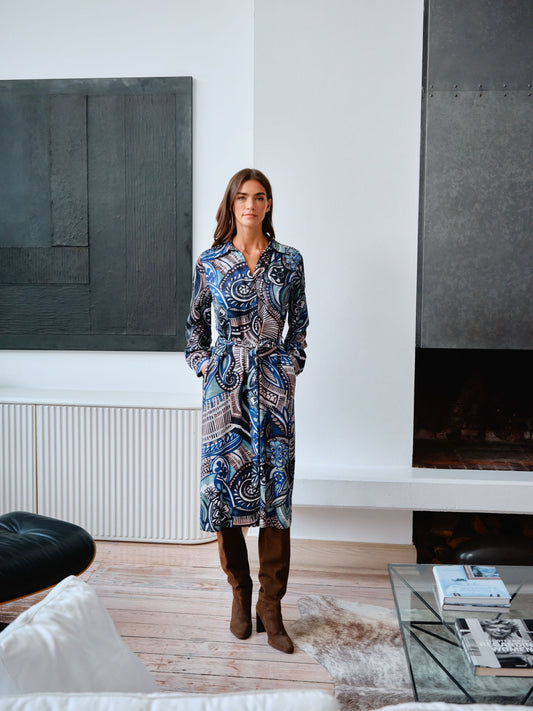 Milano Shirt Dress Navy Print