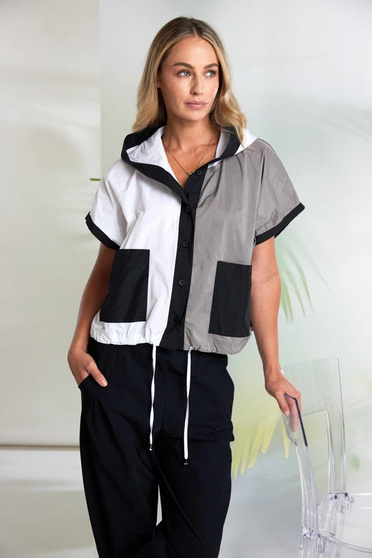 NAYA Two Tone Hooded Jacket White/Taupe