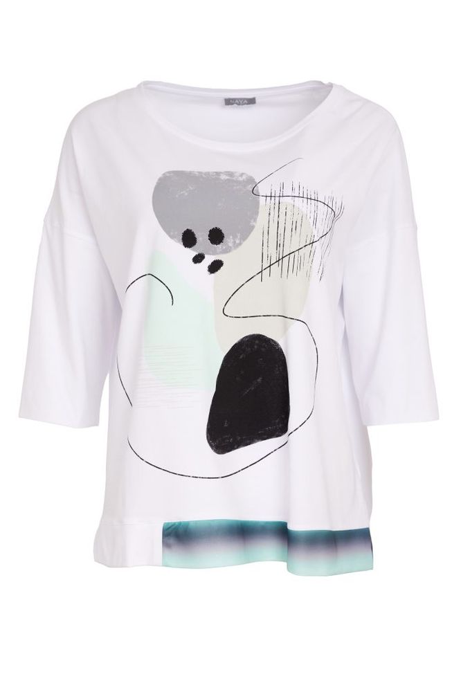 NAYA Placement Print Top White/Mint