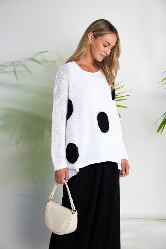 NAYA Spot Print Organic Knit White/Black