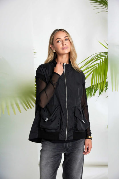 NAYA Mesh Sleeve Top Black