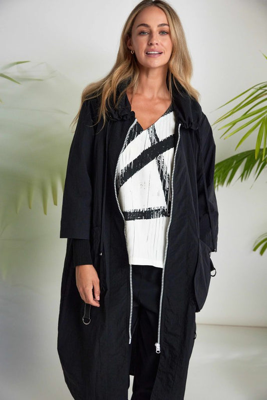 NAYA Long Hooded Coat Black