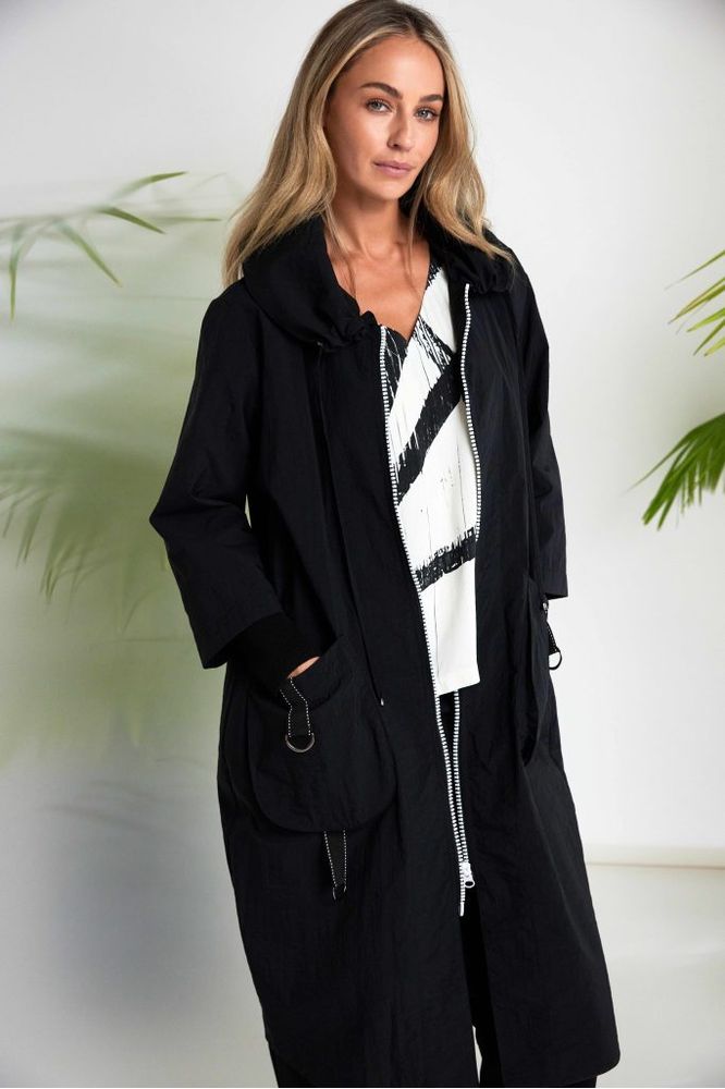NAYA Long Hooded Coat Black