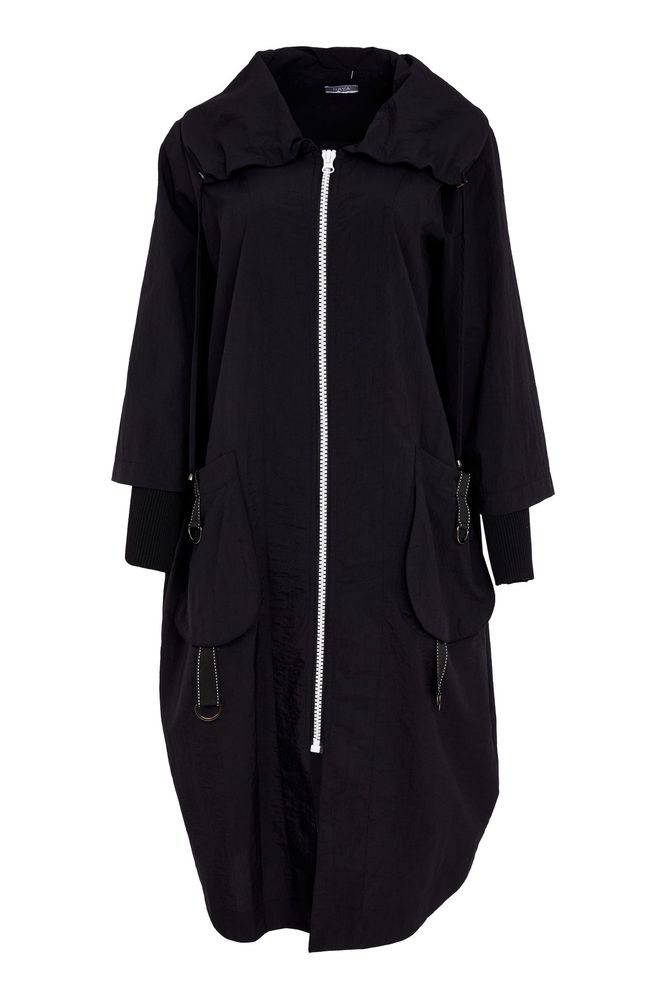 NAYA Long Hooded Coat Black