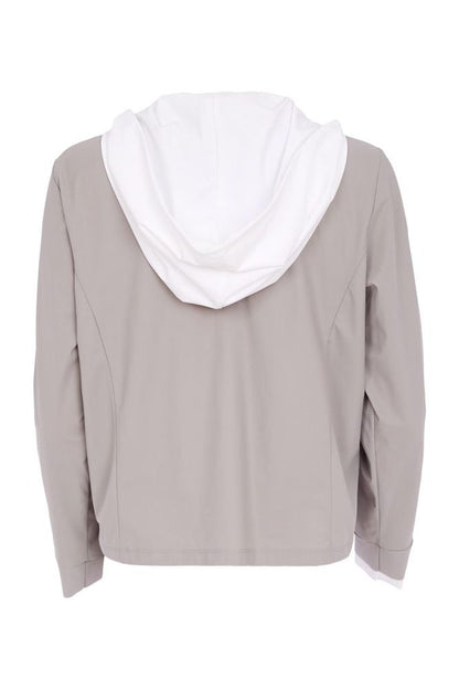 NAYA Short Hood Jacket Taupe/Off White