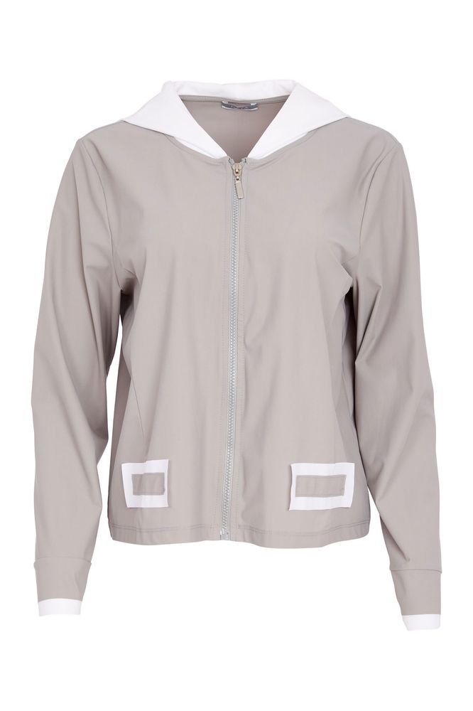 NAYA Short Hood Jacket Taupe/Off White