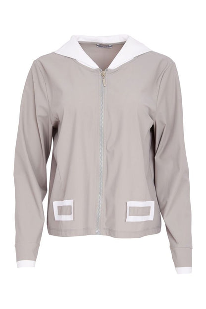 NAYA Short Hood Jacket Taupe/Off White