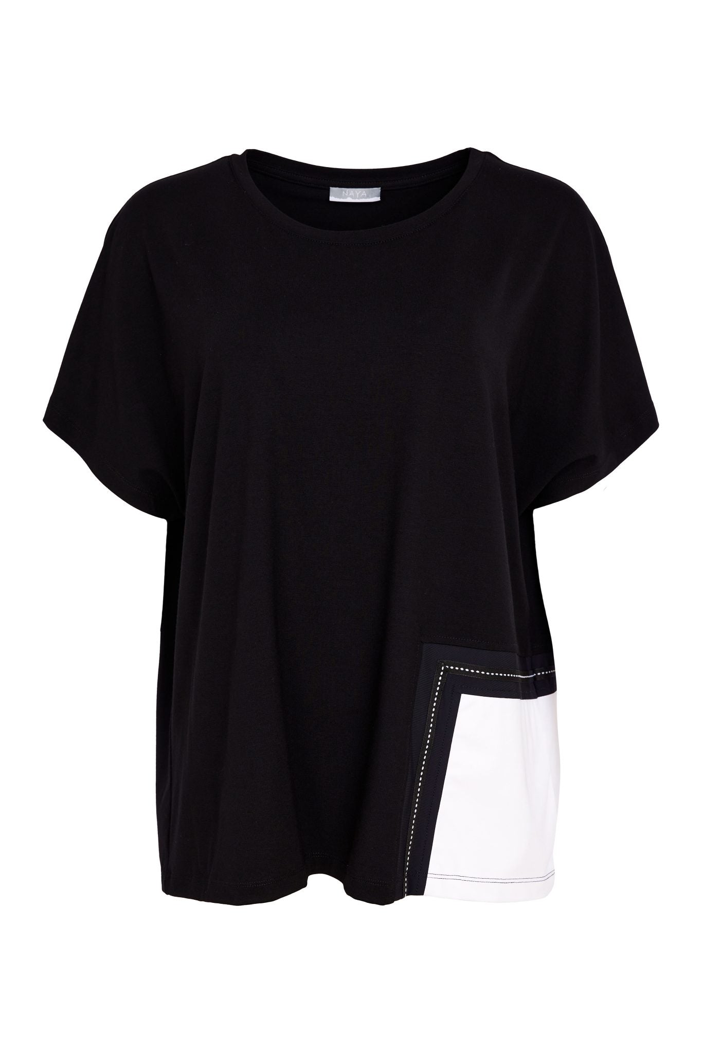 NAYA Stitch Pocket Top Black/White