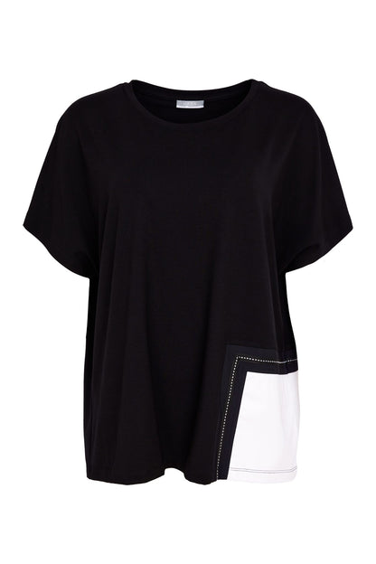 NAYA Stitch Pocket Top Black/White