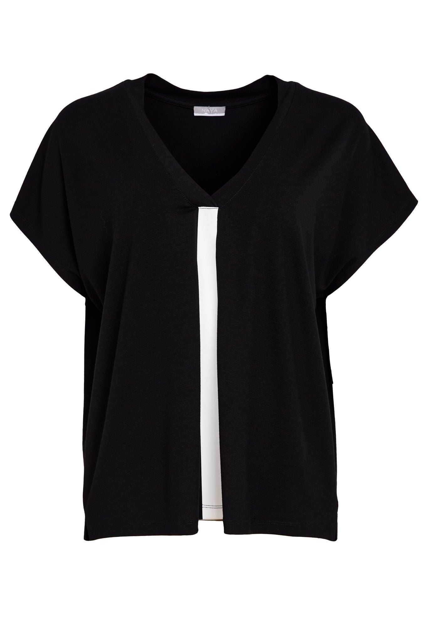 NAYA Vee Neck Top Black/White