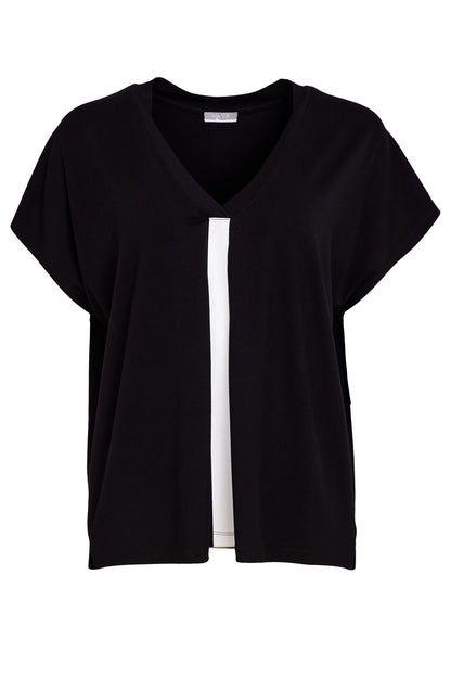 NAYA Vee Neck Top Black/White