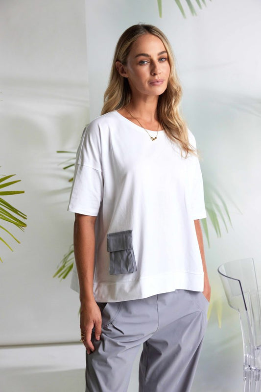 NAYA Round Neck Top White/Dove