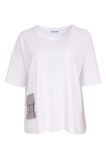 NAYA Round Neck Top Off White/Taupe