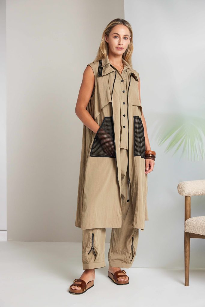 NAYA Zipped Long Line Waistcoat Tan