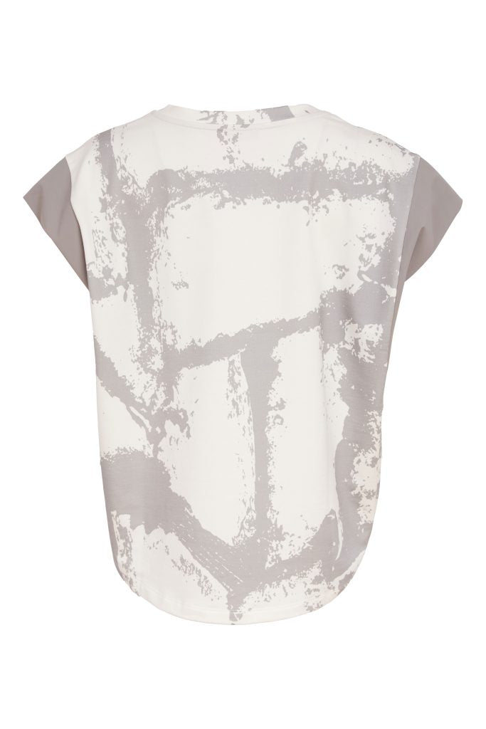 NAYA Graphic Print Square Top Off White/Taupe
