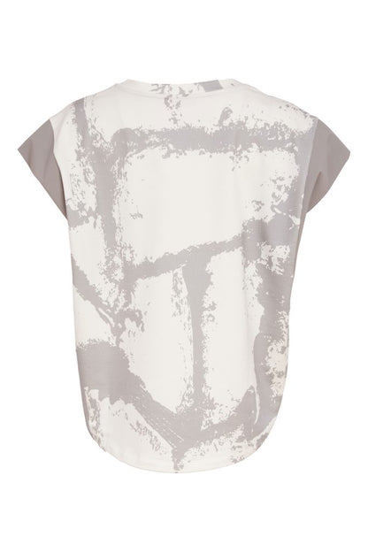 NAYA Graphic Print Square Top Off White/Taupe