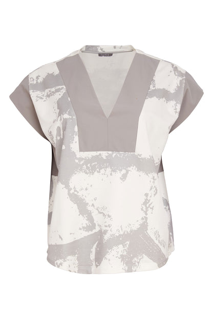 NAYA Graphic Print Square Top Off White/Taupe