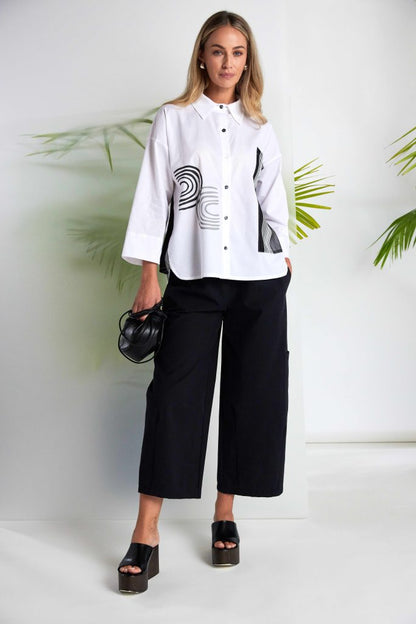 NAYA Placement Print Shirt White/Black