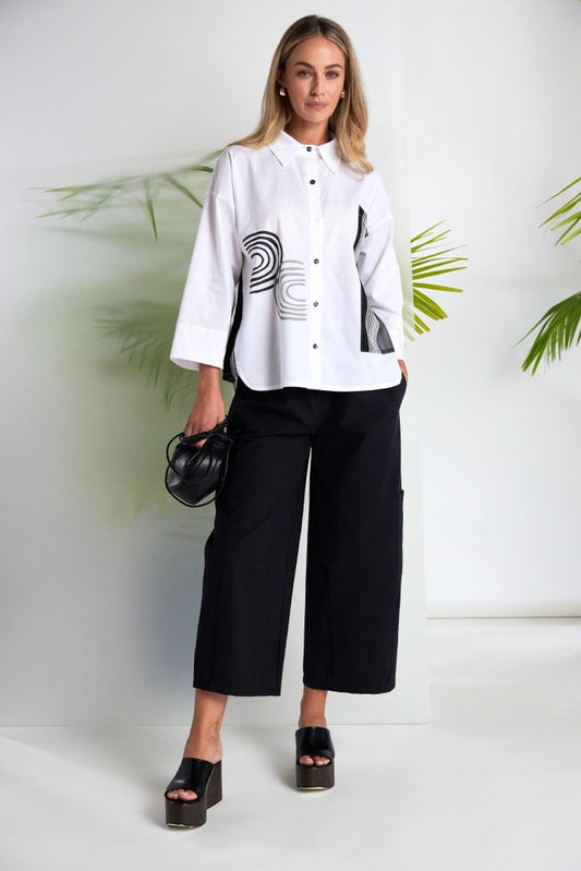 NAYA Placement Print Shirt White/Black