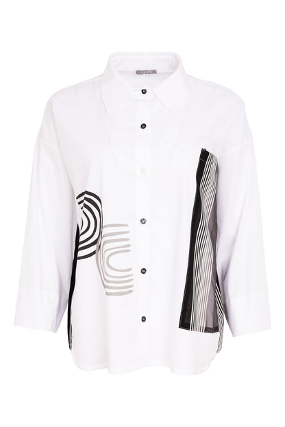 NAYA Placement Print Shirt White/Black