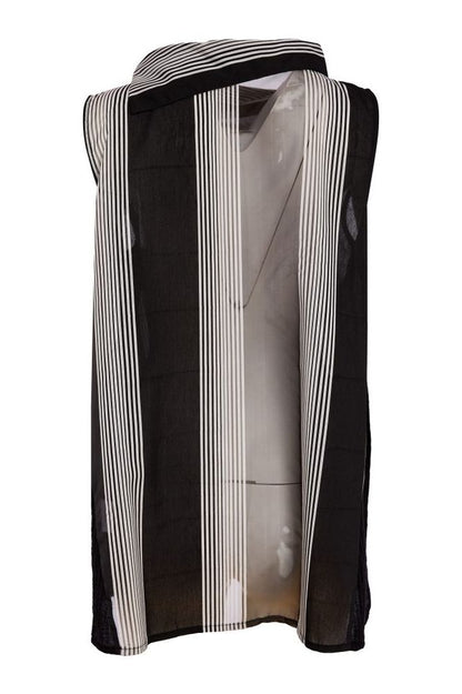 NAYA Sleeveless Stripe Top Black/White