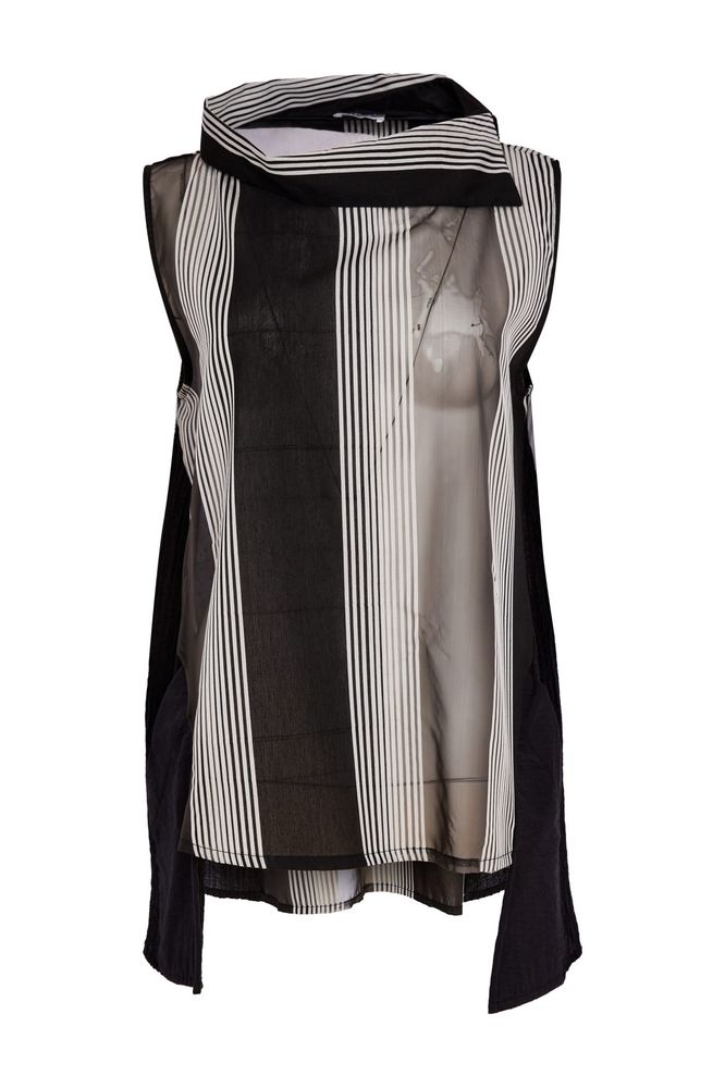 NAYA Sleeveless Stripe Top Black/White