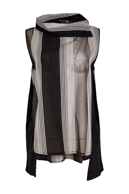NAYA Sleeveless Stripe Top Black/White