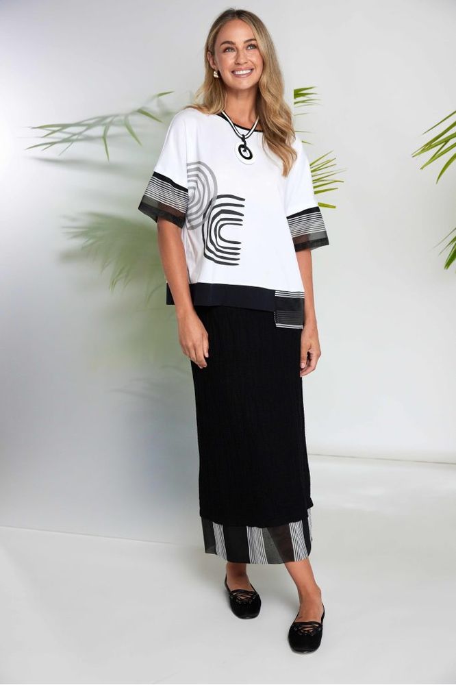 NAYA Embossed Pull Up Skirt Black/White