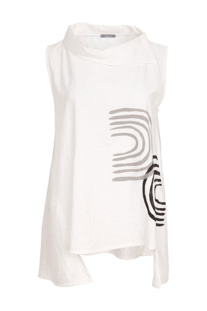 NAYA Sleeveless Placement Print Top White/Black