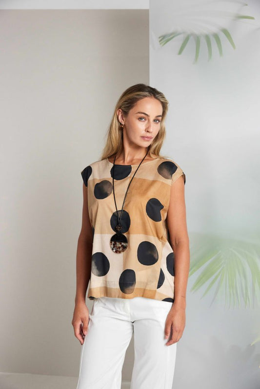 NAYA Spot Print Top Tan