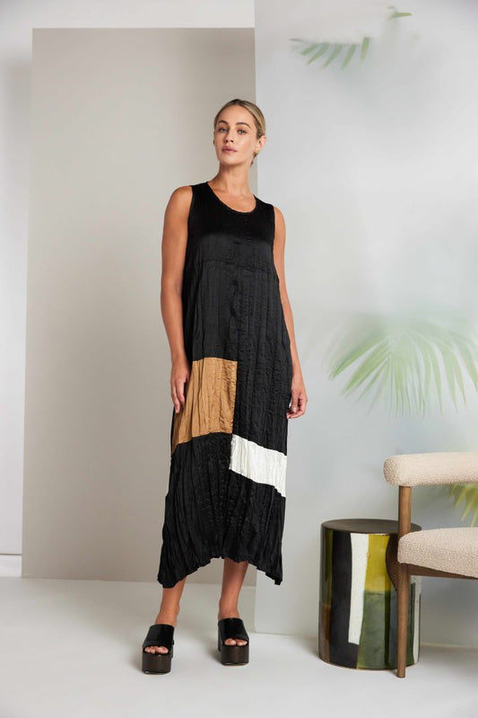 NAYA Crushed Dress Black/off white