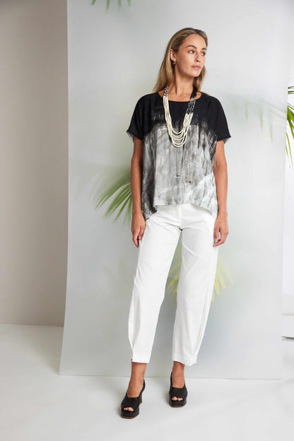 NAYA Border Print Top Taupe