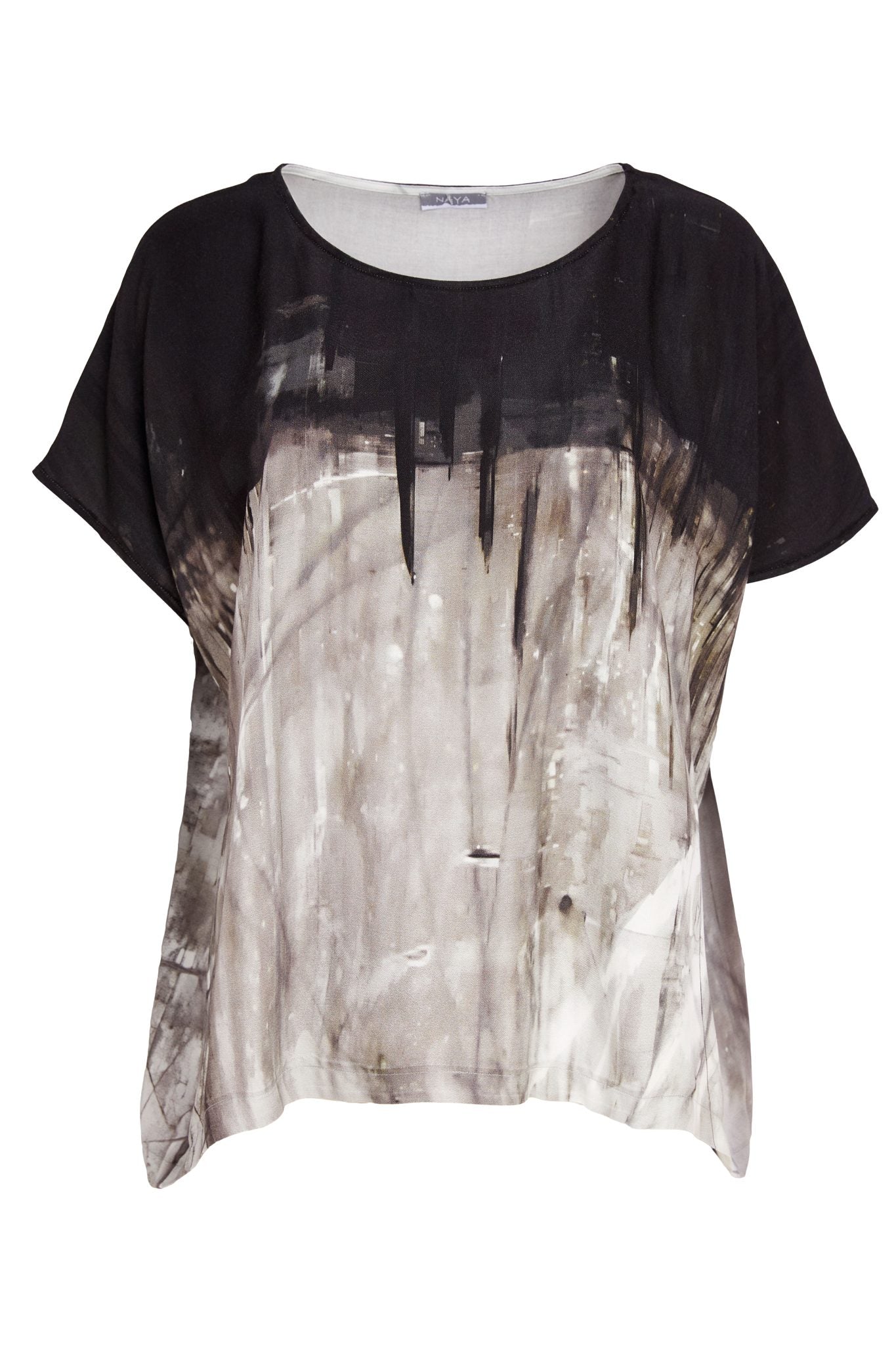 NAYA Border Print Top Taupe