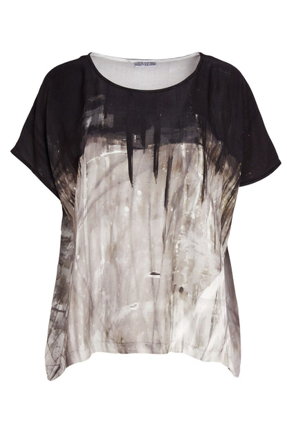 NAYA Border Print Top Taupe