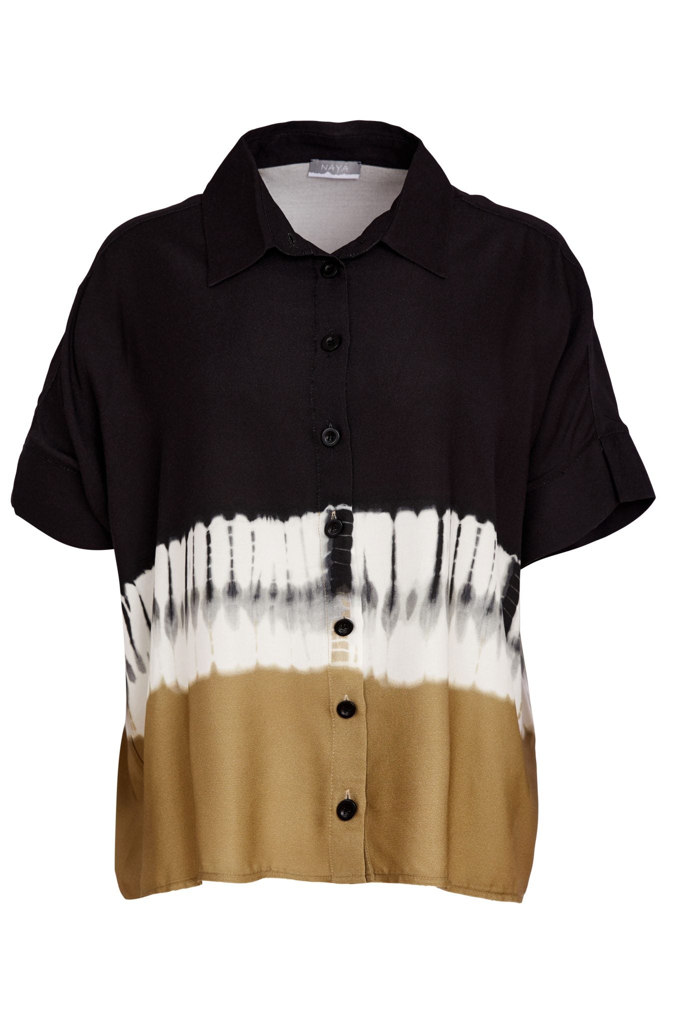 NAYA Border Print Tie Dye Shirt Black/Tan