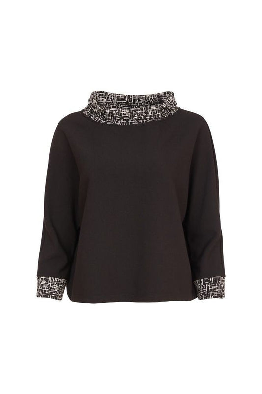 AW24 NAYA Wool Mix Print Neck Cuff Top