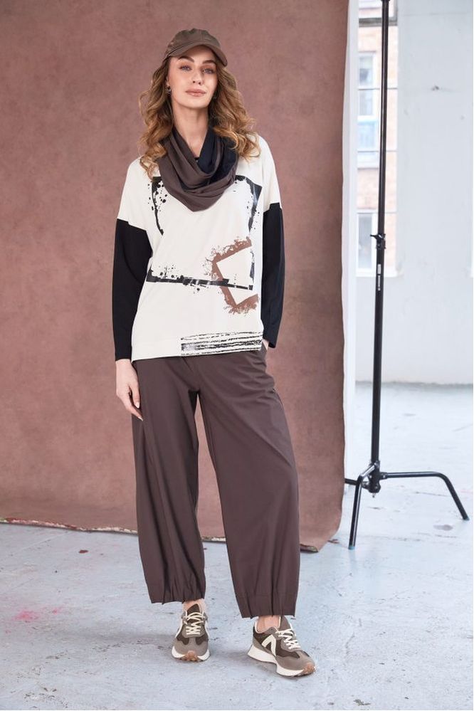 NAYA Wide Leg Trouser Tuck Hem Cocoa